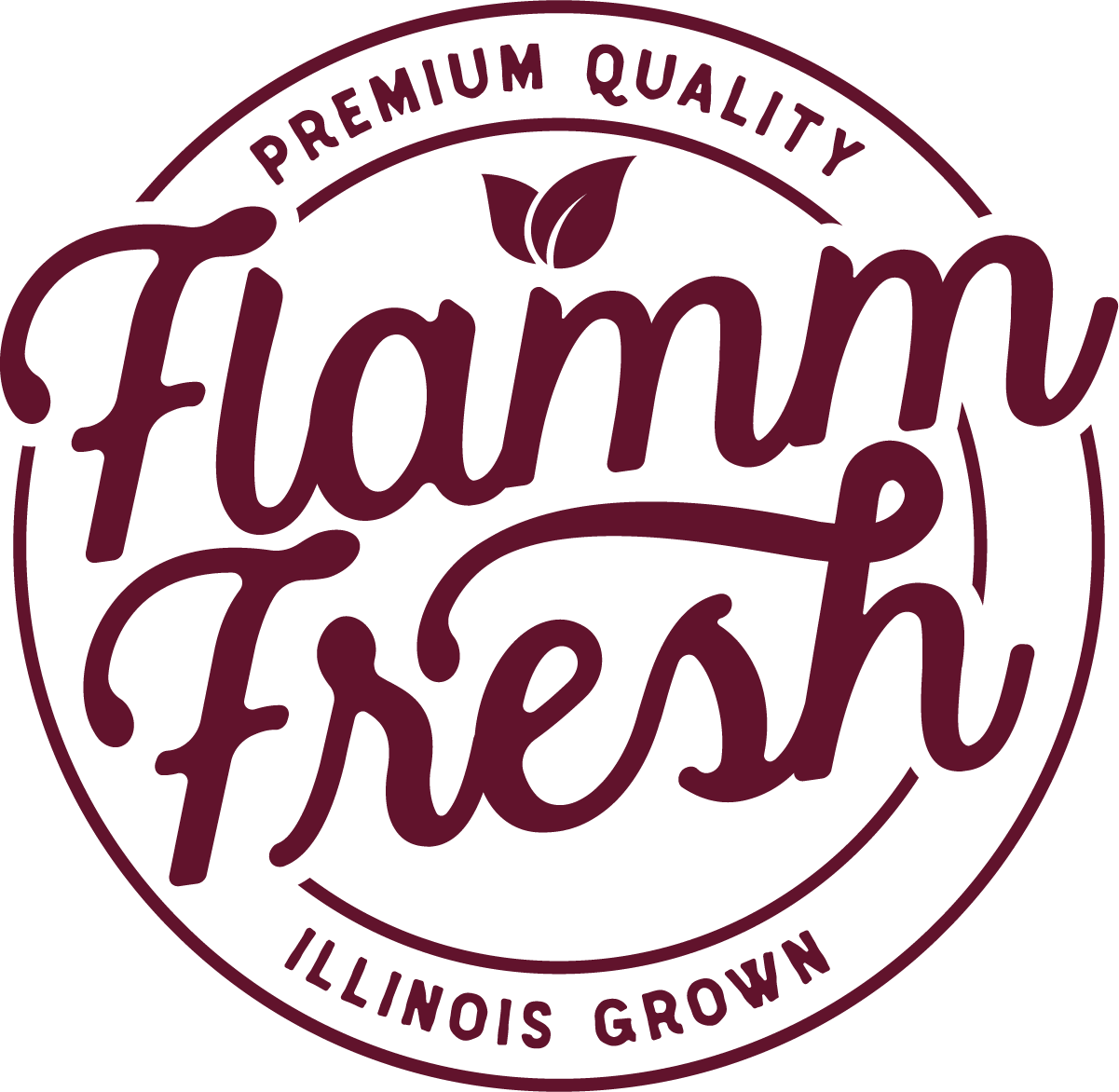 Flamm Orchards Flamm Fresh maroon seal logo
