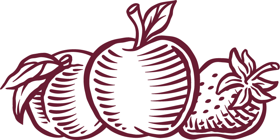 Flamm Orchards maroon fruit icon logo